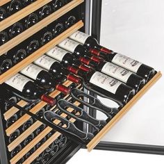 a wine rack filled with lots of bottles