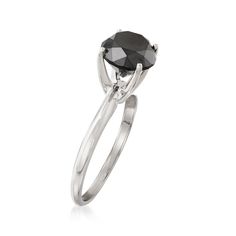 a black diamond ring on a white background with the center stone set in sterling steel