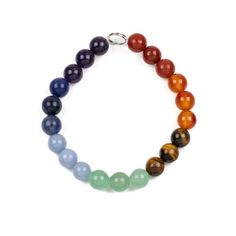 Chakra 10mm Round Gemstone Artisan Strand - 8 inch strand - Each 8 inch strand consists of 10mm smooth round natural gemstones with .8mm approximate hole size. Each chakra is generally coordinated with each color of the rainbow, but there are also alternatives. We chose gemstones that are commonly used in Reiki healing; during our research we found the perfect selection of healing stones to resonate with each chakra.Amethyst is used for the crown chakra because it enhances spiritual awareness, a Rainbow Gemstone Beads Bracelets, Rainbow Gemstone Beaded Round Bracelets, Rainbow Gemstone Beads Bracelet With Round Beads, Rainbow Gemstone Beaded Bracelet, Rainbow Bracelets With Round Natural Stones, Rainbow Round Beaded Bracelets, Rainbow Gemstone Beads Bracelet, Rainbow Jewelry With Round Beads, Rainbow Round 8mm Beaded Jewelry