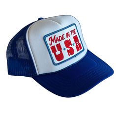 Made in the USA Trucker Hat This his or hers trucker is part of our 2024 Originals Trucker Collection. Cute and perfect for your next day in the sun. So many fun and original styles to choose from! So light, medium/high profile and a perfect addition to your growing hat collection. 5 Panel Foam Mesh Back Trucker, Pro Style Adult Sizing 100% Poly Foam Front, 100% Nylon Back Designed and Finished in Sunny San Diego Summer Trucker Hat With 5-panel Design, Summer Trucker Hat 5-panel, Summer Trucker Hat 5-panel Style, Summer Trucker Hat In 5-panel Style, Summer Trucker Snapback Hat, Summer Trucker Baseball Cap, Summer Fun 5-panel Trucker Hat, Fun Summer 5-panel Trucker Hat, Trendy Cap For 4th Of July