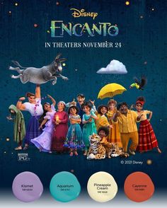 the movie poster for disney's encanto in theater november 24, 2012