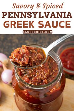 Pennsylvania Greek Sauce recipe Dragon Sauce Recipe, Greek Hot Dog Sauce Recipe, Diy Condiments, Hot Dog Sauce Recipe, Greek Sauce, Hot Dog Chili Sauce, Basters, Hot Dog Sauce, Chili Sauce Recipe