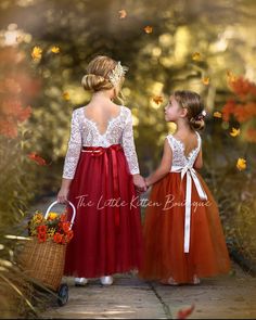 Embrace the enchanting allure of autumn weddings with our Long Sleeve Burnt Orange Flower Girl Dress. Crafted from delicate lace and flowing tulle, this dress embodies a perfect blend of boho and bohemian chic. Its rich burnt orange hue captures the essence of fall foliage, making it an ideal choice for any fall wedding theme. The long sleeves add an elegant touch while providing warmth for cooler weather, ensuring your little flower girl looks stylish and feels comfortable throughout the celebr Rust Flower Girl Dress, Fall Flower Girl, Fall Flower Girl Dresses, Flower Girl Dress Boho, Rustic Flower Girl Dress, Boho Flower Girl, Long Flower Girl Dresses, Rustic Flower Girls, Pretty Redhead