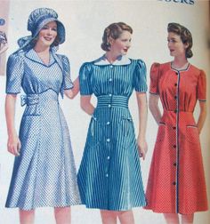 Women's Fashions from Sears Catalog 1940s 1950s House, House Dresses, House Dress