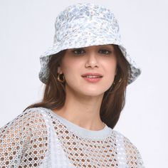 Size : One Size Material : 100% Polyester Spring Summer Bucket Hat One Size, Multicolor Lightweight Bucket Hat For Spring, Lightweight Multicolor Bucket Hat For Spring, Lightweight Multicolor Spring Hats, Lightweight Multicolor Hats For Spring, Lightweight Spring Bucket Hat One Size, Spring Lightweight Multicolor Hats, Blue One-size Sun Hat For Spring, Blue Sun Hat For Spring