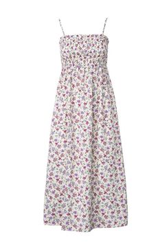 Smocked Cami Maxi Dress -  - Lilou - MOD&SOUL Casual Maxi Dress With Smocked Bodice For Garden Party, White Floral Print Smocked Sundress, Maxi Sundress With Ditsy Floral Print, Sleeveless Smocked Maxi Dress For Garden Party, Sleeveless Smock Maxi Dress For Garden Party, Summer Vacation Smocked Dress With Ditsy Floral Print, Summer Smock Maxi Dress For Garden Party, Smock Sundress For Garden Party, Sundress Maxi Dress With Smock For Garden Party