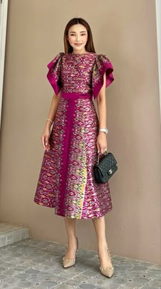 Songket Dress Modern, Dress Songket, Songket Dress, Modern Filipiniana Dress, Thai Silk Dresses