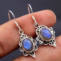 "925 Silver Earring, Gift For Her, Designer Earring, Handmade Earring, Gift For Her, Statement Jewelry, Boho Earring, Birthday Gift MATERIAL- 925 STERLING SILVER GEMSTONE - Labradorite EARRING LENGTH - 1.3\" EARRING WEIGHT - 3.99 GRAMS COLOR - Blue Occasion: Birthday gift, Valentine's Day Gift, Anniversary Gift, Wedding Gift, Engagement Gift, Christmas Gift, Gift For Her, Gift For mom, graduation gift, New Year Gift, Thanksgiving Gift, Housewarming Gift Silver: Silver has significant health bene Artisan Silver Earrings For Anniversary, Silver Artisan Earrings For Gift, Artisan Silver Earrings For Gift, Handmade Silver Oval Earrings, Boho Earring, Earrings Handmade Dangle, Earring Handmade, Handmade Earring, Labradorite Earrings