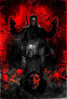 a movie poster with the image of a man in a black mask and red background