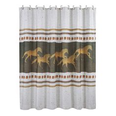 Remuda Shower Curtain from HiEnd Accents Western Shower Curtain, Horse Shower Curtain, Western Bathroom Decor, Western Bathroom, Bathroom Paint, Warm Colour Palette, Horse Decor, Western Home Decor, Curtains With Rings