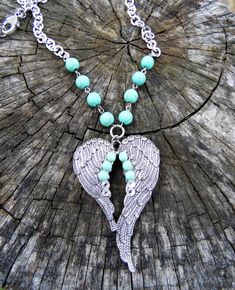 Angel Wings Heart Necklace Mothers Day Gift Wedding | Etsy Angel Wings Heart, Wedding Etsy, Gift Wedding, Angel Wings, Turquoise Necklace