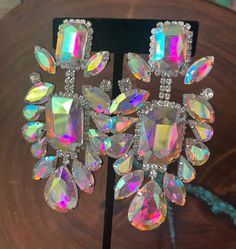 Ab clip on earrings Luxury Clip-on Earrings For Statement Jewelry, Luxury Clip-on Statement Earrings, Party Costume Jewelry: Jeweled Clip-on Earrings, Crystal Bling Clip-on Earrings, Luxury Multicolor Clip-on Earrings For Party, Dazzling Jewelry, Thrift Flips, Ny Outfits, Nice Jewelry