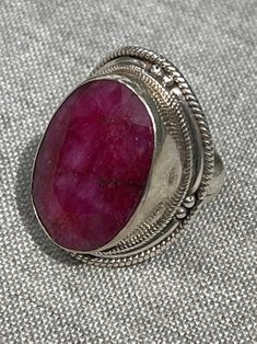 Vintage Sterling Silver Pink Statement Ring Size 8 1/2 Statement Ring, Rings Statement, Vintage Sterling Silver, Statement Rings, Jewelry Rings, Ring Size, Ships, Sterling Silver, Ring