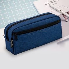 High School Supplies, Pencil Case Pattern, Tas Denim, Study Stationery, School Tool, Pin Up Outfits, Stationery Storage, Dark Blue Color