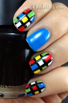 For the 80s party I am going to - Rubik's Cube Nails 80s Nails, Birthday Nail Art, Triangle Nails, Rubik's Cube, Birthday Nails, Minimalist Nails, Unique Nails, Beautiful Nail Art, Nail Art Inspiration