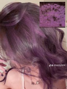 V Fade, Purple Highlights Brown Hair, 70 Hair, Haircut V, Purple Brown Hair, Shoulder Length Haircuts, Dark Purple Hair, Hairstyle Long, Hair Streaks