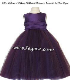 Wild berry ballerina style flower girl dress with layers and layers of tulle