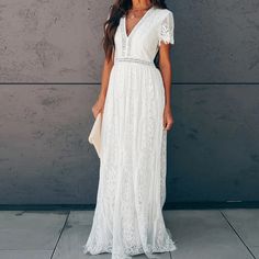 Lace Summer Dress, Lace Beach Dress, Summer Dress White, Bohemian Lace Dress, White Lace Maxi Dress, Lace Dress Boho, White Lace Maxi, Holiday Clothes, Women Lace Dress