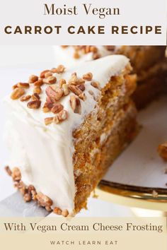 Vegan Carrot Cake that offers gluten free options Easy Vanilla Cake Recipe, Chocolate Cake Recipe Easy, Cake Recipes Easy Homemade, Vegan Cream