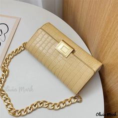 Olivia Mark - Yellow Solid Chain Bag - Casual, Contemporary Style Gold Chain Shoulder Bag For Office, Gold Shoulder Bag With Chain For Office, Gold Clutch With Chain Strap, Everyday Gold Clutch With Chain Strap, Gold Clutch With Chain Strap For Everyday, Yellow Fashion, Chain Bag, 50 Fashion, Online Bags