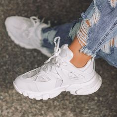 - - : 1.5" White Chunky Sneakers For Summer, White Ankle-high Sneakers For Spring, White Casual Chunky Sneakers For Summer, Casual White Chunky Sneakers For Summer, White Chunky Sneakers For Spring, Heels Chunky Heel, Gym Wardrobe, Heels Chunky, Sports Luxe