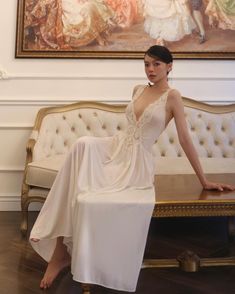 White Negligee, Silk Slip Dress, Mood Board Fashion, Asia Girl, Vintage Bridal, Nightgowns, Wedding Looks