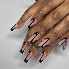 French Tips Nails Black, French Tips Nails, Wow Nails, Tips Nails, Drip Nails, Claw Nails, Short Square Acrylic Nails, Long Square Acrylic Nails