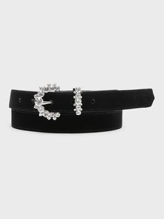 A sturdy belt with a sparkling, crystal-embellished buckle for sophisticated sparkle. Width: 0. 7" (1. 7cm) Silver Belt With Buckle Closure For Formal Occasions, Elegant Adjustable Belts With Buckle Closure, Elegant Evening Belts With Rhinestones, Elegant Evening Belts With Buckle Closure, Elegant Rhinestone Belts For Formal Occasions, Silver Rhinestone Belts For Formal Occasions, Formal Silver Belts With Rhinestones, Belt Inspiration, Diamond Belt