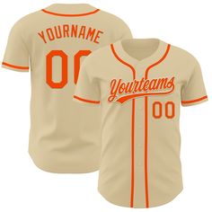 an orange baseball jersey with the name and number on it, that says yournames