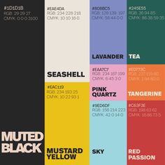 a poster with the names of different types of things in each color and font on it