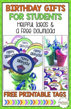 birthday gifts for students with free printable tags