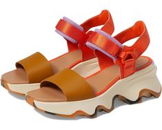 Orange Leather Sandals With Heel Loop, Orange Sport Sandals With Removable Insole For Summer, Leather Slide Sport Sandals For Spring, Spring Leather Sport Sandals With Heel Loop, Casual Leather Sport Sandals With Heel Loop, Casual Orange Leather Sandals, Casual Double Strap Sport Sandals With Heel Loop, Orange Leather Sandals With Cushioned Footbed, Spring Leather Sport Sandals With Strap