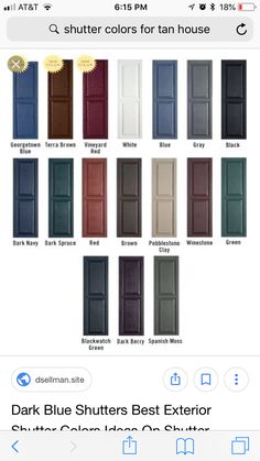 an iphone screen showing the different colors of doors and shutters for each room in the house