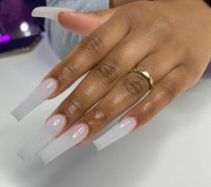 Bruja Nails, Clear Acrylic Nails, White Acrylic Nails, Long Square Acrylic Nails, White Nail