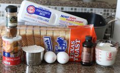 an assortment of baking ingredients on a counter top