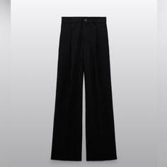 Zara Full Length Pants With Subtle Pin Stripe Design. Color: Dark Grey (Almost Black) Size: Small Brand New Never Worn Before With Tags Attached Chic Black Wide Leg Work Pants, Elegant High Waist Jeans For Work, Black High-waisted Jeans For Work, Black Wide-leg Jeans For Work, Chic Black Work Trousers, Chic Black Straight Work Pants, Zara Black Jeans For Workwear, Zara Wide Leg Office Pants, Zara Wide Leg Pants For Office