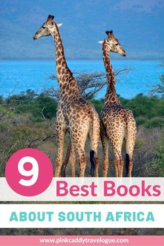 two giraffes standing next to each other with the text 9 best books about south africa