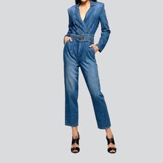 Step into the '90s with our stylish V-neck Women's Denim Overall from our 2023 Autumn Collection! Crafted with premium quality denim. this piece of grunge elegance is perfect for a statement-making look. With its edgy damaged pattern. sleek slim fit. and a resilient zipper-button duo. you'll be sure to get both functionality and vibe.Why You'll Love It: Grunge Galore: Inspired by the iconic '90s grunge movement. this denim overall exudes an effortlessly cool attitude. Distinctive Torn Pattern: E Trendy V-neck Denim Jumpsuit For Spring, Trendy Denim V-neck Jumpsuits And Rompers, Denim Blue V-neck Jumpsuits And Rompers, Chic Medium Wash Jumpsuit For Fall, Chic Medium Wash Jumpsuits And Rompers For Fall, Chic High-waist Denim Overalls, Chic High Waist Denim Overalls, Trendy Denim Jumpsuits For Workwear, Trendy Denim Workwear Jumpsuit