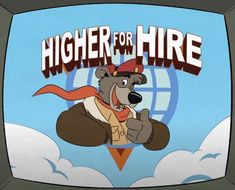 the logo for higher for hire with a bear on it's chest and an arrow in its mouth