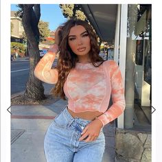 Peach Sheer Tie Dye Crop Top. New Still In Wrapper White Ribbed Top, Black Crop Tee, Denim Corset Top, Sheer Crop Top, Plaid Crop Top, Denim Crop Top, Tie Dye Crop Top, Tie Crop Top, Early Spring Outfits