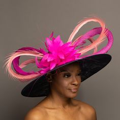 Custom Kentucky Derby hat - you pick the style you like! This style consists of a sinamay hat base, father flower, and a pheasant feather bow. After Party Outfit, Ivory Hat, Custom Fitted Hats, Derby Outfits, Derby Hats Fascinators, Sinamay Hats, Unique Hair Accessories, Kentucky Derby Hats, Big Hat