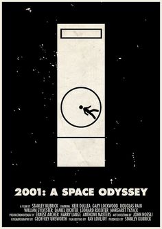 an old movie poster with the words'2001 a space odyssey'in black and white