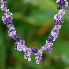 Get lost in a beautiful daydream with Nareerat's rich purple necklace. The Thai artisan hand knots silk thread around faceted quartz and amethyst chips and beads to create a cluster of gorgeous purple-hued gems. A sterling silver-plated brass lobster claw clasp finishes the necklace with a touch of cool shine. Luxury Multicolor Amethyst Necklace, Purple Necklace, Rich Purple, Nature Inspired Jewelry, Lovely Earrings, Elegant Necklaces, Glass Bead Necklace, Silk Thread, Jewelry Packaging