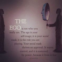 an image of a man holding a mirror in front of his face with the words, the eco is not who you really are