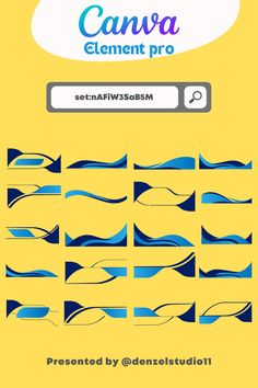 a yellow background with blue waves and the text canva element pro