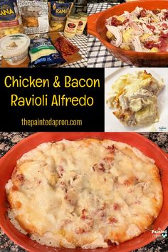 the chicken and bacon ravioli alfredo is ready to be cooked in the oven for dinner