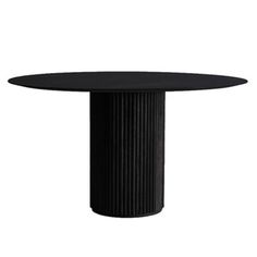 a round table with black pedestals on the top and bottom, against a white background