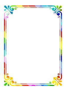 a rainbow colored frame with swirls and scrolls on the edges, as well as an empty