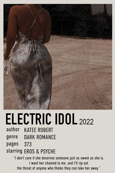 an advertisement for electric idol, featuring a woman in a silver dress walking down the road