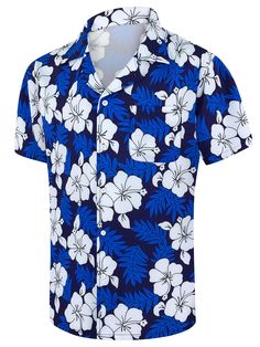 PRICES MAY VARY. Mens Hawaiian Holiday Shirts: Made of high-quality polyester fabric, comfortable and breathable, high definition print, lightweight, wrinkle resistant to keep you comfortable and relaxed all the time. Rich Patterns: We provide various printed men's shirts with bright colors and clear patterns, such as leaves, flowers, fruits, stripes, sea animals, etc., to make you the most popular in various occasions. About Size: Our men's shirts have six sizes for you to choose from S-3XL.To Blue Vacation Shirt With All Over Print, Vacation Blue Shirt With All Over Print, Blue Shirt With All Over Print For Vacation, Blue All Over Print Vacation Shirt, Blue All Over Print Camp Shirt For Beach, Blue Hawaiian Shirt With All Over Print, Fashion Displays, Shirt Display, Floral Hawaiian Shirt